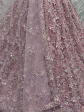 Captivating Rose Pink Bead Work Net Wedding Wear Lehenga Choli With Dupatta