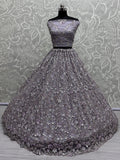 Adorable Lavender Sequins Work Net Bridesmaid Lehenga Choli With Dupatta