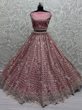 Adorable Pink Hand Work Net Bridal Wear Lehenga Choli With Dupatta