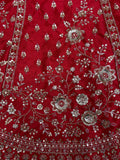 Lovely Red Hand Work Net Bridal Wear Lehenga Choli With Double Dupatta