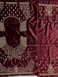 Magnetic Maroon Thread Work Bridal Lehenga Choli With Double Dupatta