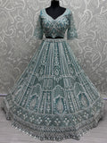 Enchanting Sky-Blue Sequins Net Reception Wear Lehenga Choli