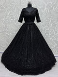 Beautiful Black Hand Work Net Designer Lehenga With Blouse