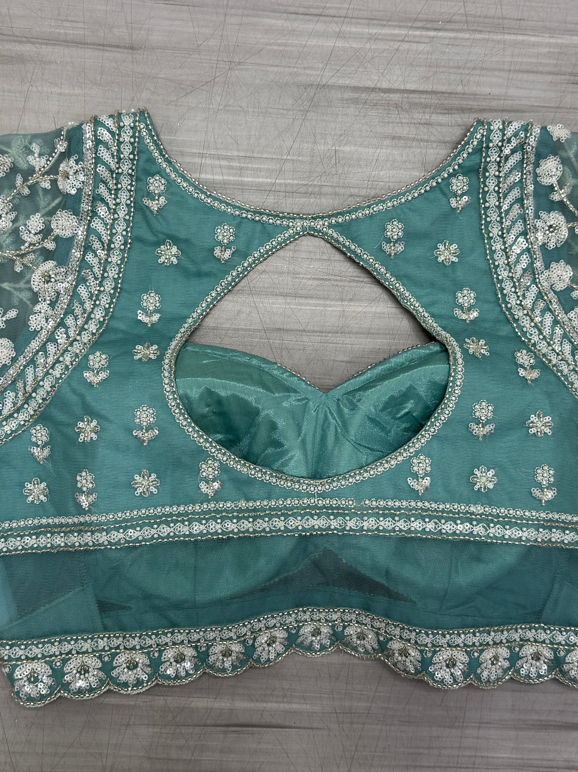 Awesome Sky Blue Hand Work Net Bridesmaid Lehenga Choli