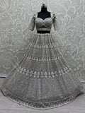 Wonderful Grey Hand Work Net Designer Lehenga Choli With Dupatta