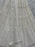 Great White Sequins Net Bridesmaid Lehenga Choli With Dupatta