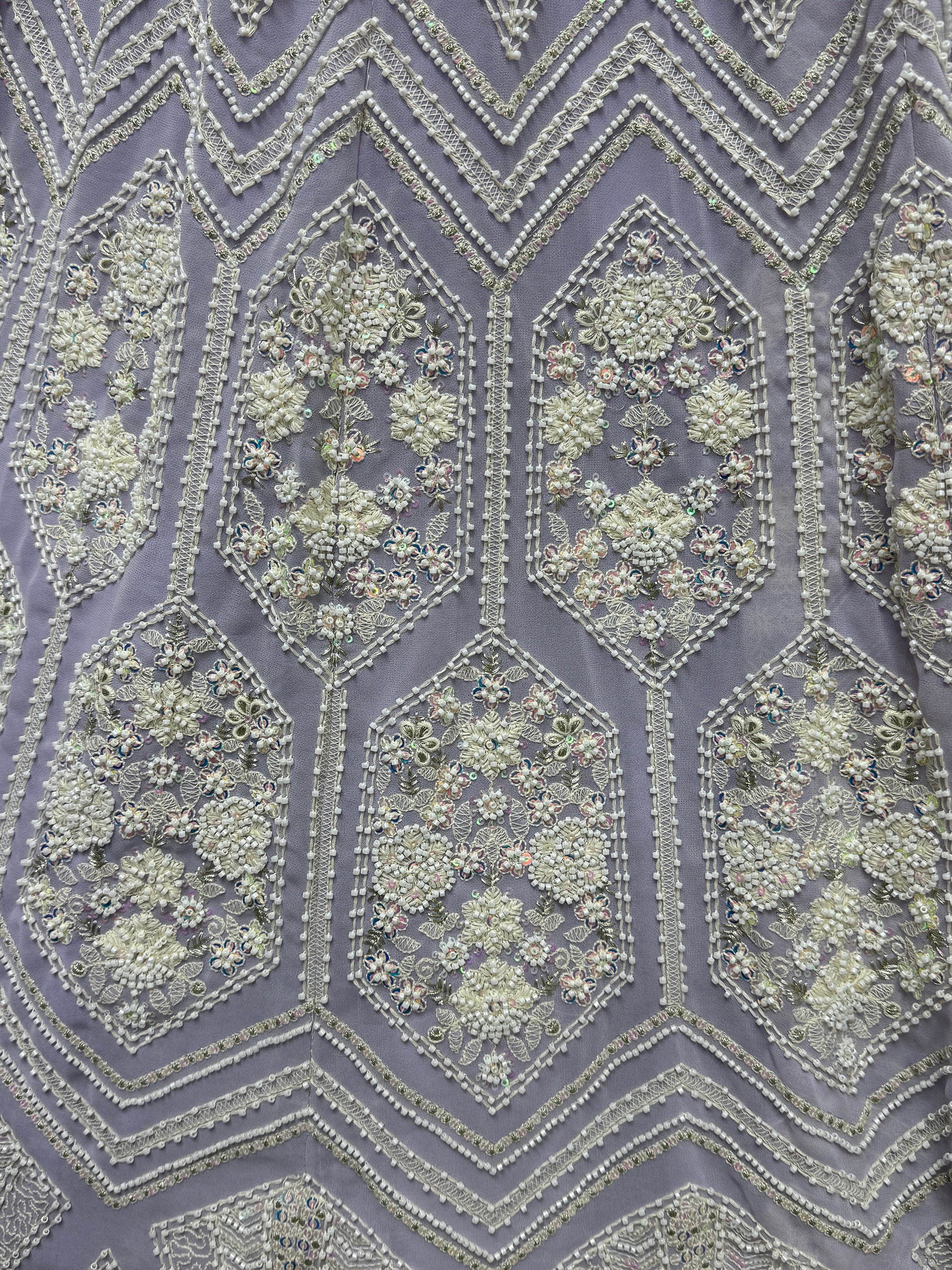 Lovely Lavender Thread Work Georgette Wedding Lehenga Choli