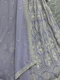 Lovely Lavender Thread Work Georgette Wedding Lehenga Choli