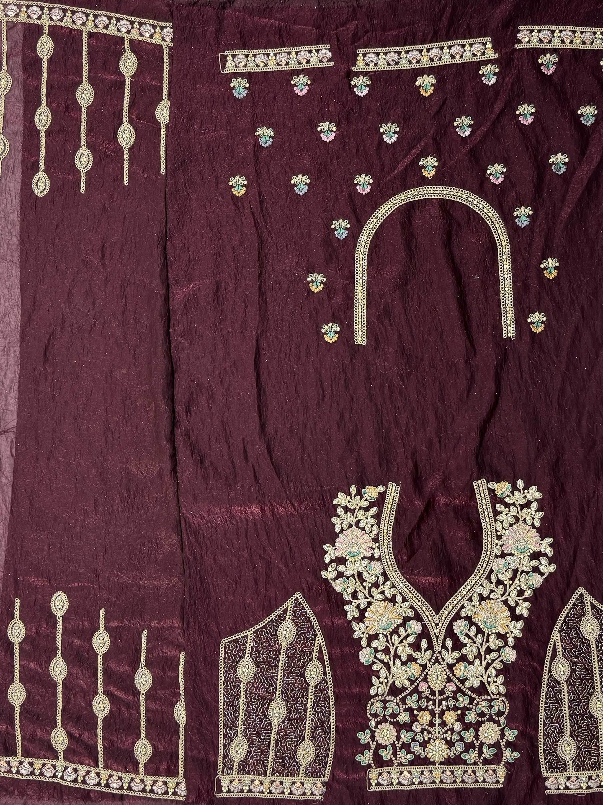 Captivating Maroon Multi Thread Work Net Bridesmaid Lehenga Choli With Dupatta
