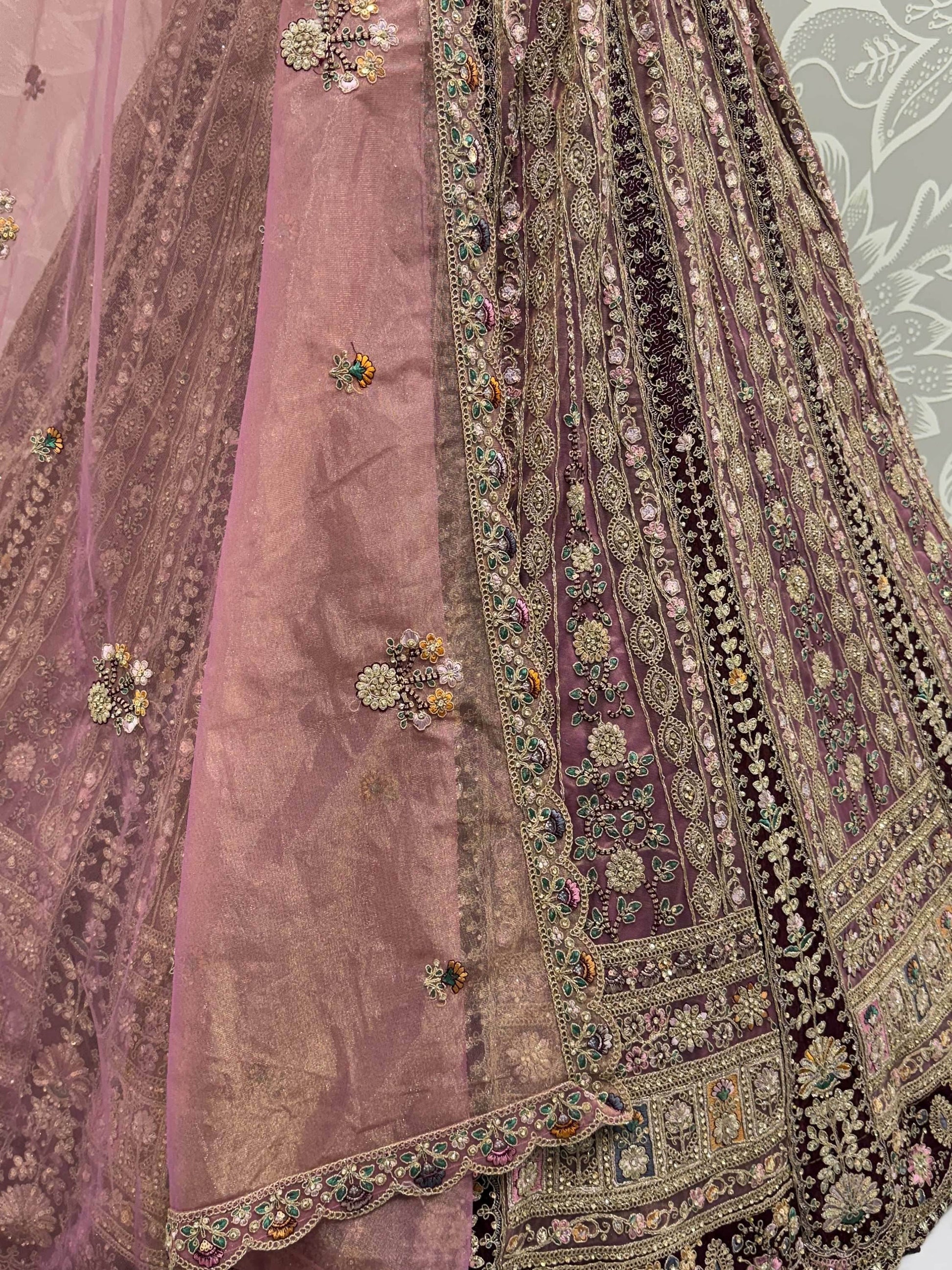 Captivating Maroon Multi Thread Work Net Bridesmaid Lehenga Choli With Dupatta