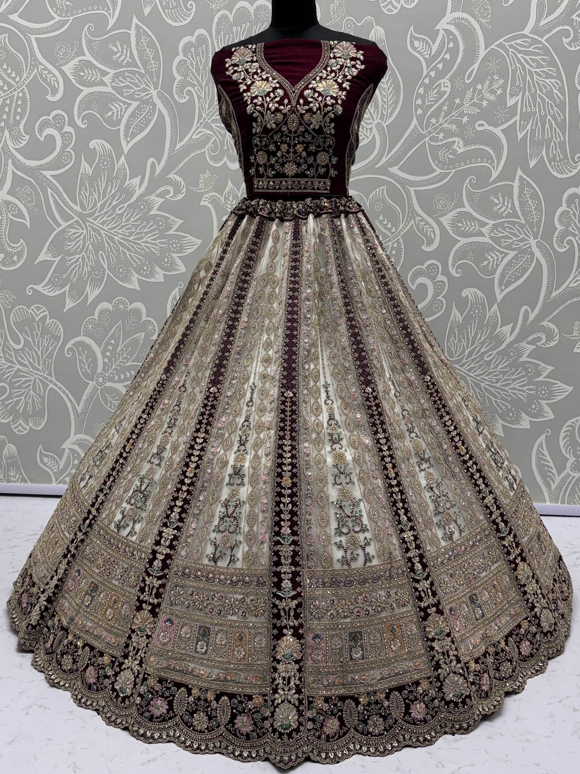 Great Off-White Stone Work Net Wedding Wear Lehenga Choli With Dupatta