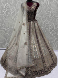Great Off-White Stone Work Net Wedding Wear Lehenga Choli With Dupatta