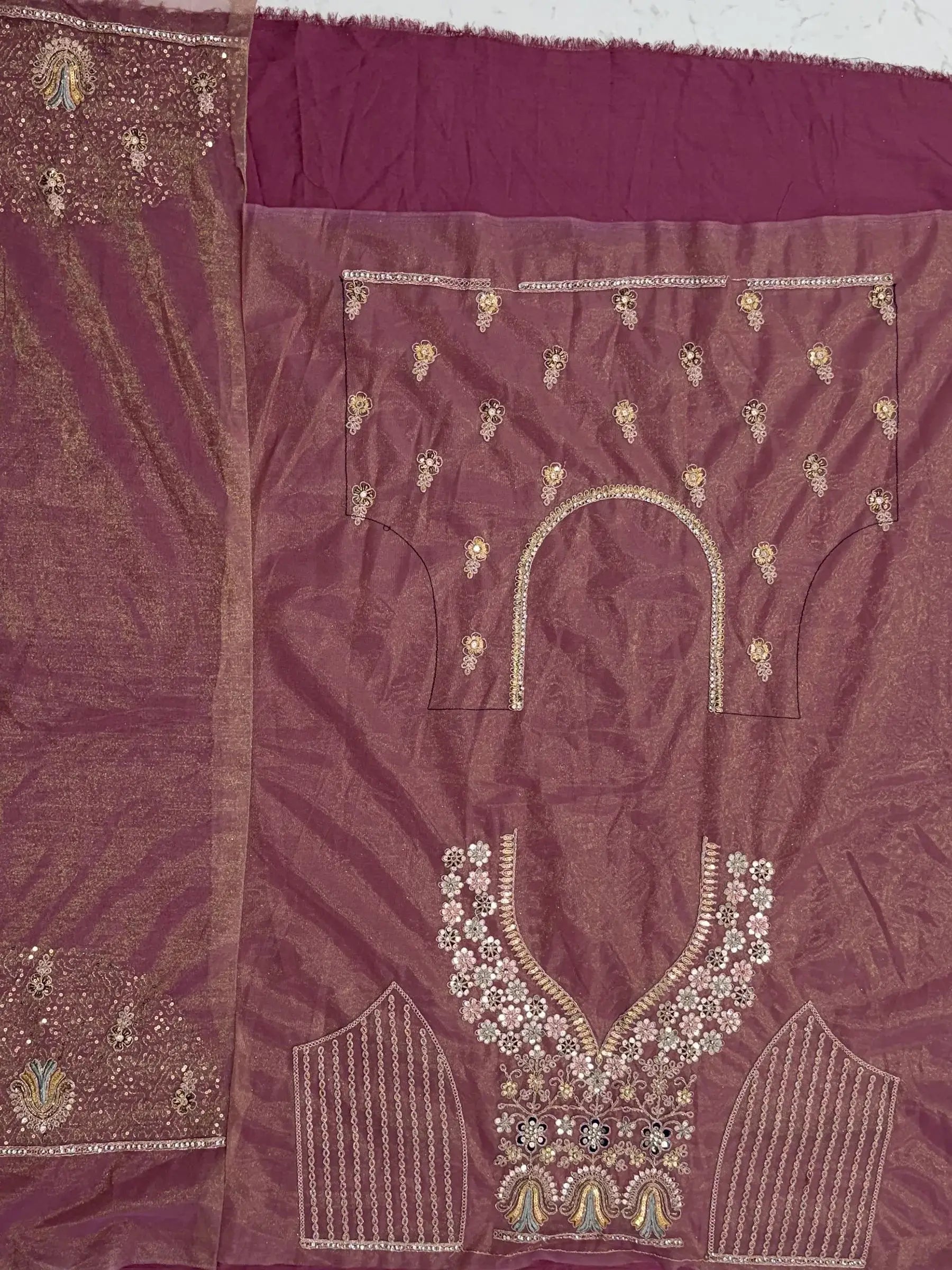 Regal Mauve Thread Embroidery Net Engagement Wear Lehenga Choli