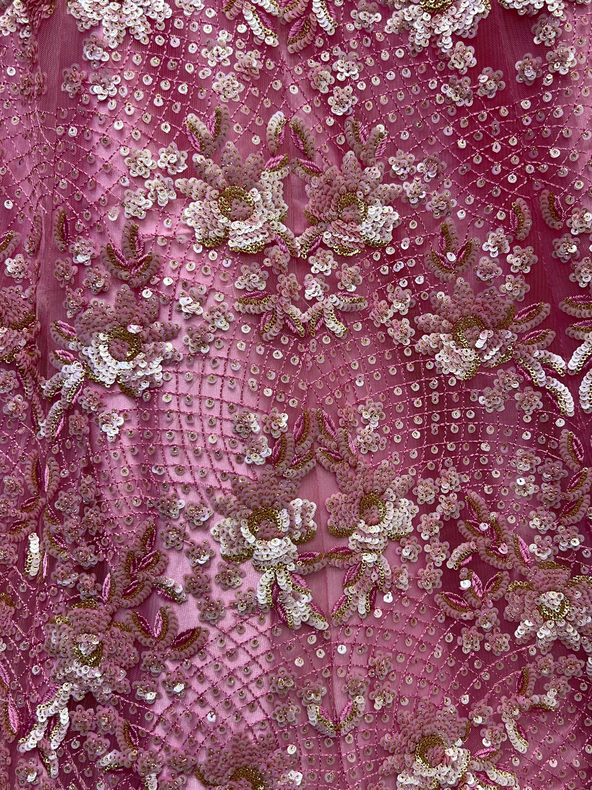 Sparkling Pink Thread Work Net Wedding Lehenga Choli With Dupatta
