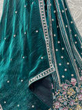 Dazzling Teal Green Embroidered Organza Wedding Lehenga Choli