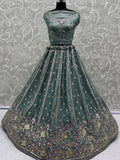 Marvelous Sea Green Dori Work Organza Engagement Wear Lehenga Choli