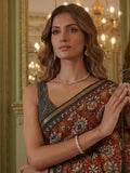 Elegant Maroon Floral Printed Silk Festival Wear Saree With Blouse