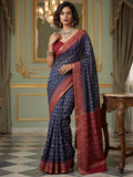 Bewitching Blue Digital Printed Silk Traditional Saree With Blouse