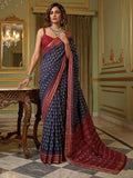 Bewitching Blue Digital Printed Silk Traditional Saree With Blouse