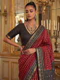 Magnetic Red Digital Printed Silk Event Wear Saree With Blouse