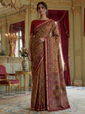 Bewitching Mustard Yellow Printed Silk Casual Wear Saree With Blouse