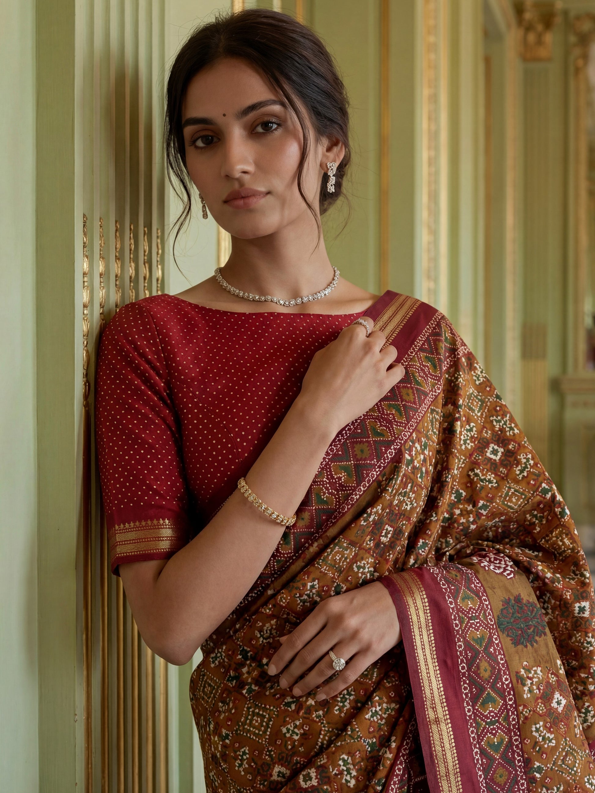 Bewitching Mustard Yellow Printed Silk Casual Wear Saree With Blouse