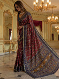 Astonishing Red Printed Silk Traditional Saree With Blouse