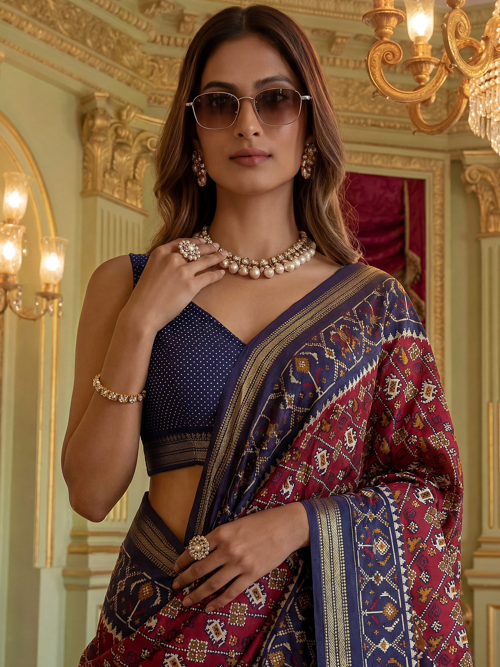 Astonishing Red Printed Silk Traditional Saree With Blouse