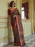Fabulous Red Digital Printed Silk Office Wear Saree With Blouse