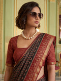 Fabulous Red Digital Printed Silk Office Wear Saree With Blouse
