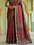 Gorgeous Maroon Digital Printed Silk Festival Wear Saree With Blouse