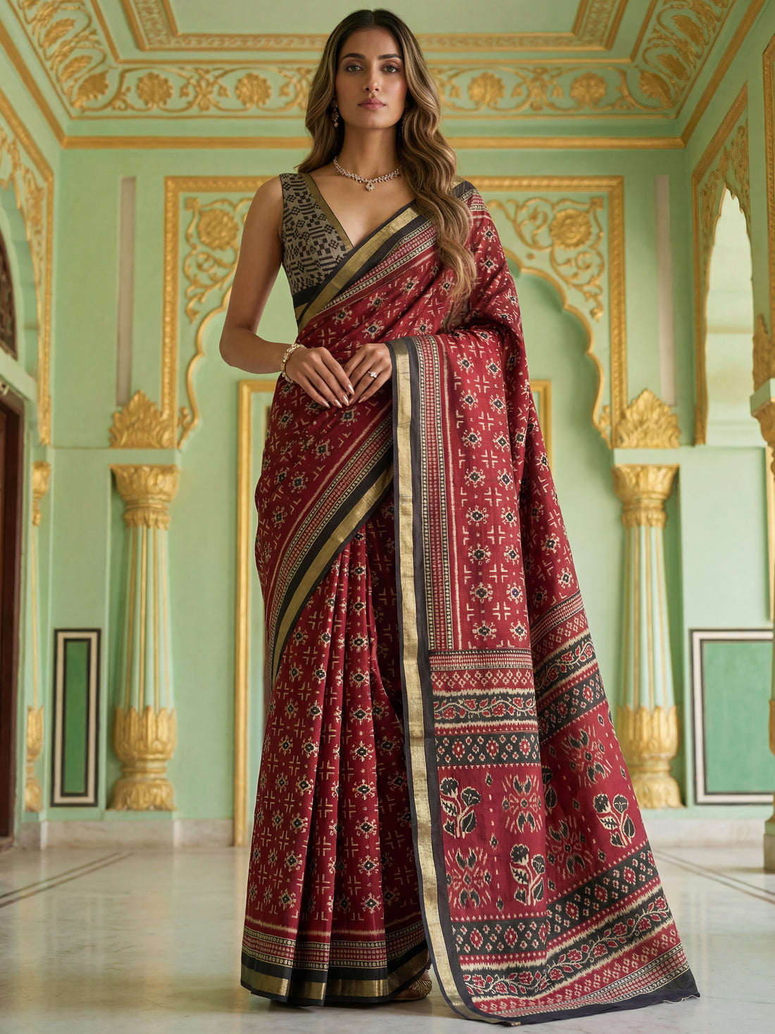 Gorgeous Maroon Digital Printed Silk Festival Wear Saree With Blouse