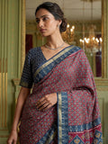 Lavishing Wine Digital Printed Silk Event Wear Saree With Blouse