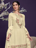 Gorgeous Yellow Sequins Work Georgette Party Wear Sharara Suit