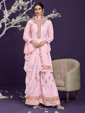 Enchanting Blush Thread Work Georgette Party Wear Sharara Suit