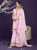 Enchanting Blush Thread Work Georgette Party Wear Sharara Suit