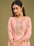 Sweet Baby Pink Multi-Thread Work Georgette Events Wear Salwar Kameez