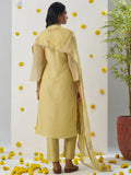 Marvelous Yellow Thread Embroidered Organza Event Wear Pant Suit