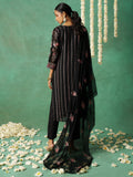 Alluring Black Embroidered Organza Festive Wear Pant Suit with Dupatta