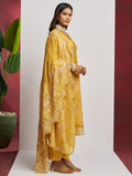 Fascinating Yellow Floral Embroidered Organza Haldi Wear Pant Suit with Heavy Dupatta