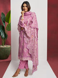 Attractive Pink Floral Embroidered Organza Eid Special Pant Suit