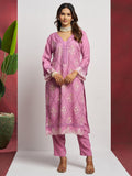 Attractive Pink Floral Embroidered Organza Eid Special Pant Suit