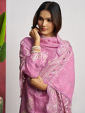 Attractive Pink Floral Embroidered Organza Eid Special Pant Suit