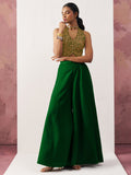 Glamorous Green Jacquard Waistcoat Indo-Western Co-Ord Set