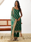 Special Green Thread Work Organza Mehendi Wear Suit With Dupatta