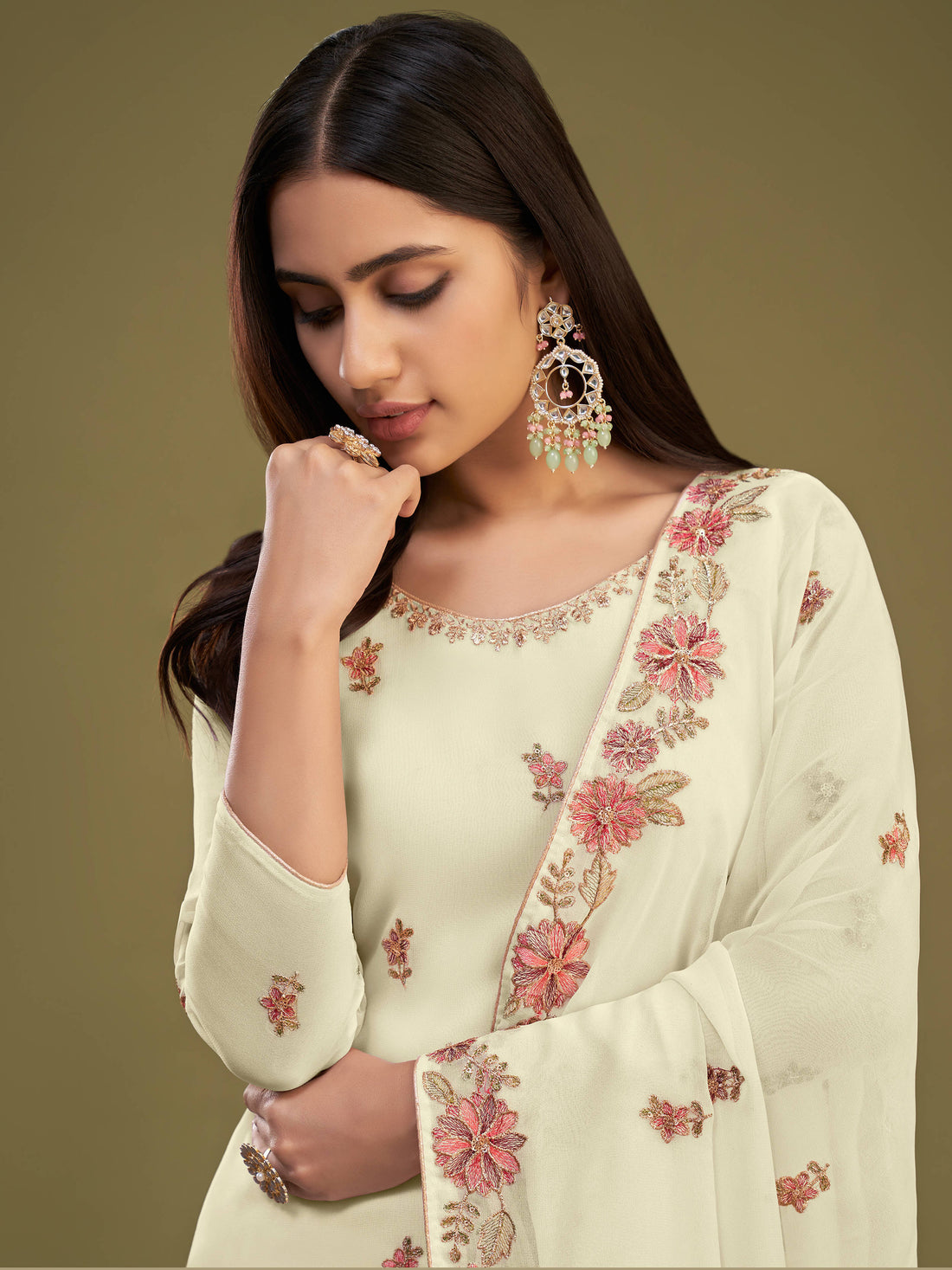 Beautiful Lemon Yellow Embroidered Georgette Party Wear Sharara Suit