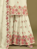 Beautiful Lemon Yellow Embroidered Georgette Party Wear Sharara Suit