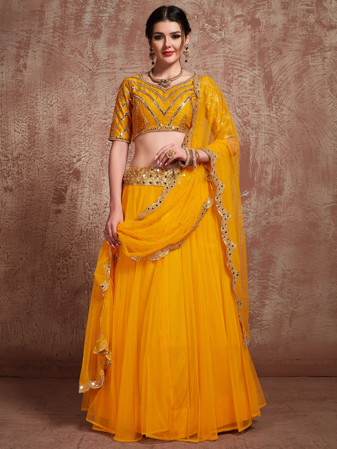 Glamorous Yellow Net Haldi Wear Lehenga Choli With Dupatta