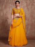 Glamorous Yellow Net Haldi Wear Lehenga Choli With Dupatta