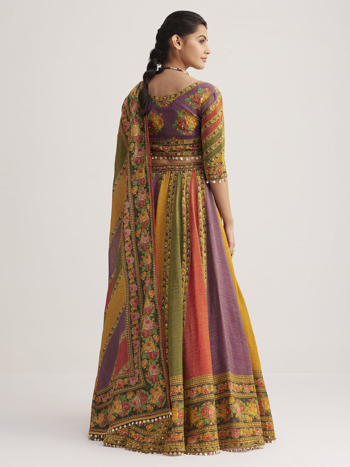 Astonishing Multi-Color Floral Printed Organza Festival Lehenga Choli